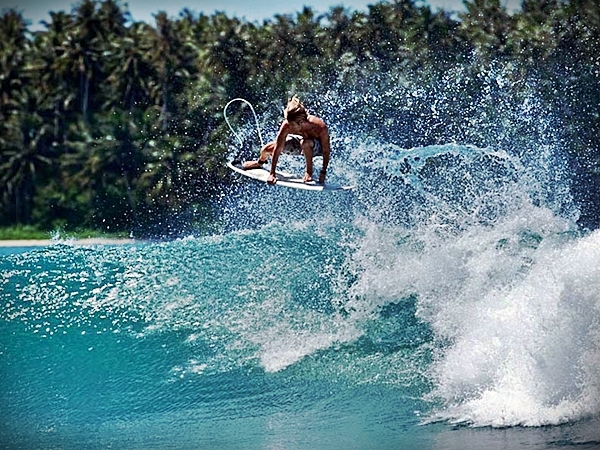 Surfing in Nias Island, Indonesia